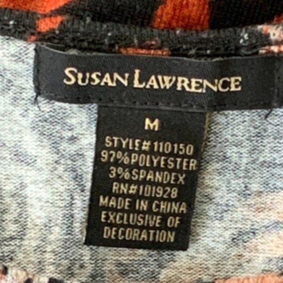 Susan Lawrence Knit Blouse Multicolor Abstract Animal Print Sz M  BOHO #245G - Picture 5 of 6